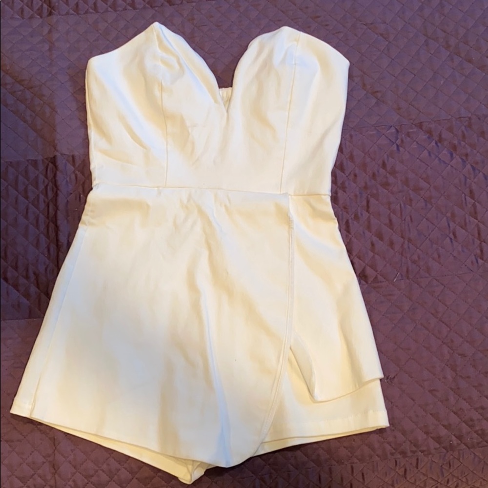 White Deep-V Envelope Romper